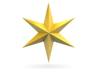 Gold Christmas star isolated over a white background