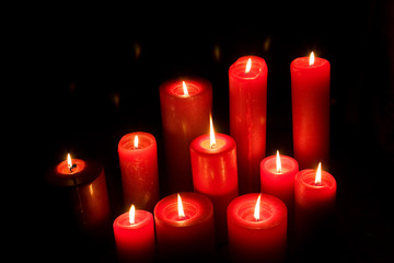 Aufsicht auf Rote Kerzen