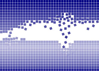 Obraz premium Fallende Blöcke in blau mit weissem Hintergrund