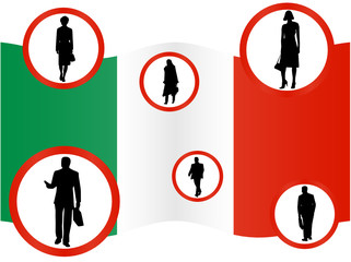 Illustration of business people  and map