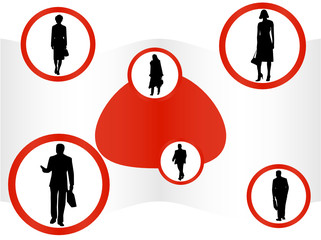 Illustration of business people  and map