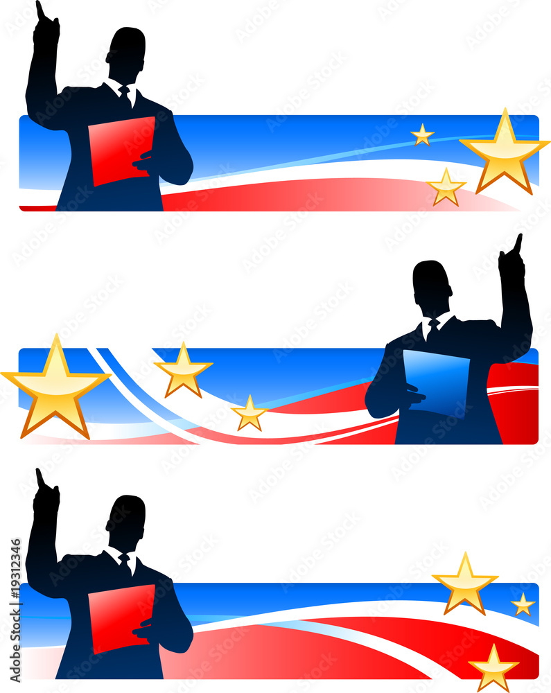 Canvas Prints Business executive with patriotic banners