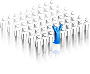 Happy Stick Figure among many