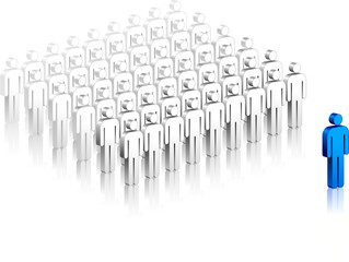 Leader Stick Figure among crowd