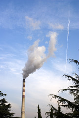 refinery of the factory under blue sky