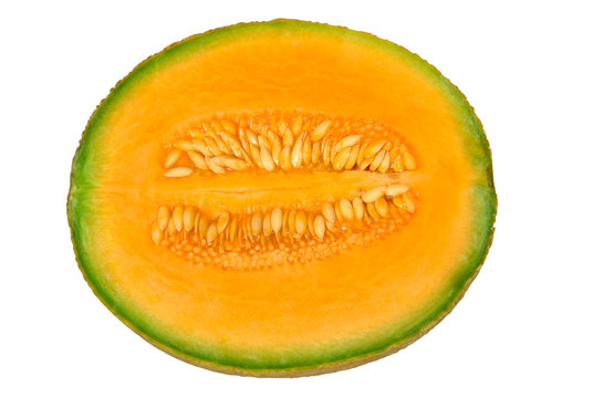Cantaloup melon half with pulp and seeds