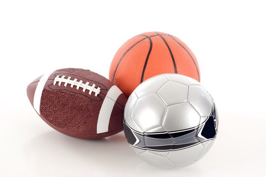 Football, Soccer Ball, and Basketball -  Isolated
