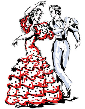 typical spanish flamenco vector illustration