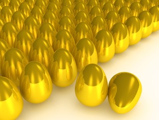 Concept of many golden eggs.