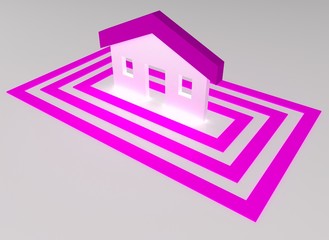 Concept of pink house targeted in squares..