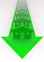 House concept - houses colored to green on arrow..