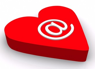 Red heart with email symbol