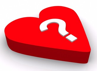 Love concept - Question mark on red heart