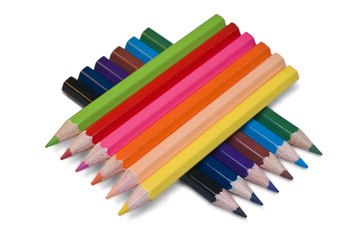 Twelve colored pencils