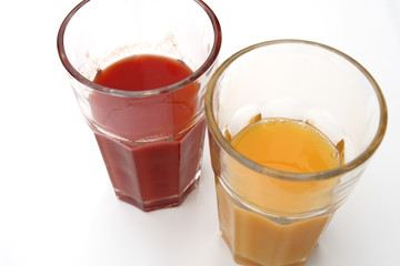 juices on the white background