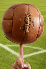 Aged vintage retro football leather ball