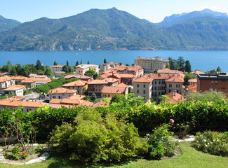 Obraz premium Menaggio town against famous Italian lake Como