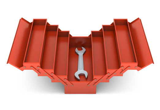 Red toolbox and spanner