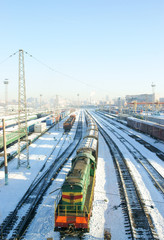 Fototapeta premium Winter frozen wagons under snow