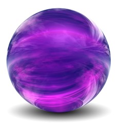 3d purple glass sphere isolated on white background