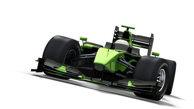 race car on white - black & green