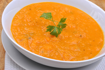 organic and healthy butternut squash creme soup