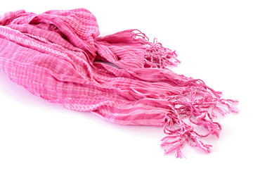 Fototapeta premium Pink female scarf isolated on white background