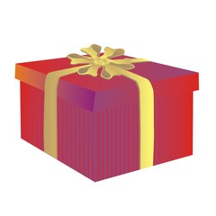 czerwone pudełkona prezent ze złotą wstążką