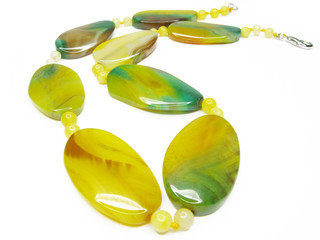 yellow and green agate beads