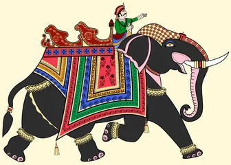 Wall murals Art Studio Decorated Indian elephant