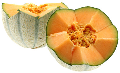 melon coupé fond blanc