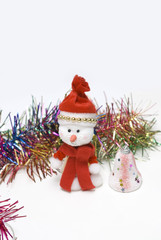 hand made snow man in white backgrounds