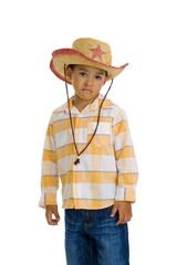 young, cute boy with cowboy hat