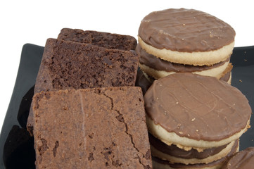 biscuits and brownies isolated on white background