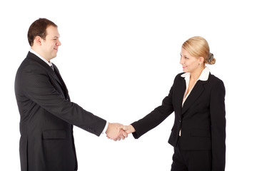 Man and woman business handshake