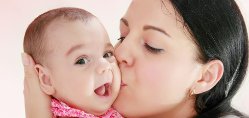 close up portrait of mother and baby