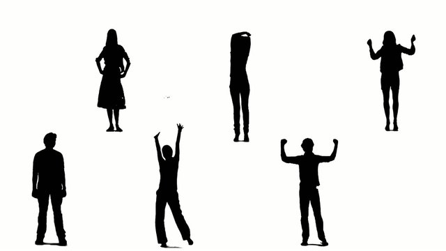 raise two hands people silhouette