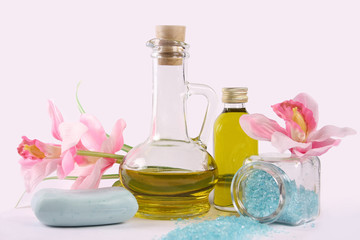 spa collection and flowers