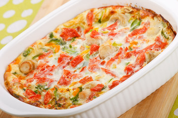 Omelette with vegetables.