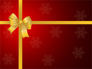 red vector Xmas gift with golden bow