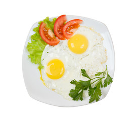Delicious egg with vegetable close up
