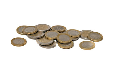 Euro coins isolated on white background
