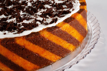 chocolate orange cake close up