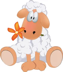 Gordijnen Sheep and a flower © liusa