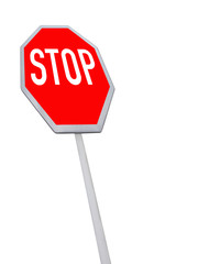 stop road sign, red color, isolated