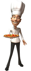 Chef avec une pizza