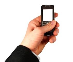 Businessman holding mobile phone
