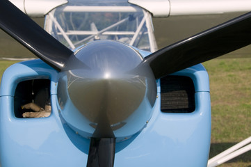 Fototapeta na wymiar Parked prop airplane detail