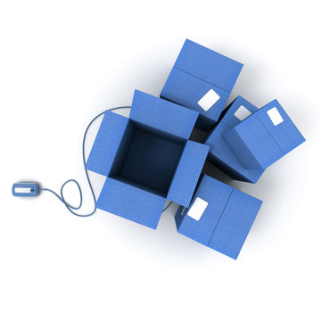 Blue Open packages with mouse