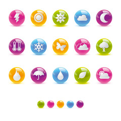Glossy Circle Icons - Weather and Climate